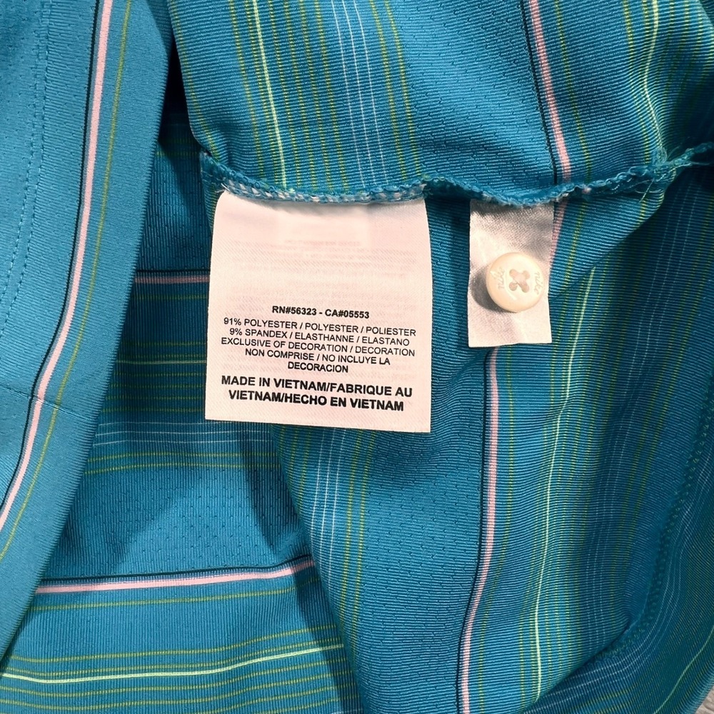 Nike Golf Pebble Beach Dri-FIT Polo Shirt Womens XL Teal Striped 358933-497 - Picture 8 of 10